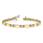 14k Two-tone Complete 1.87 carat Round A Diamond Curved Bar Link 7 inch Tennis Bracelet