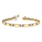 14k Two-tone Complete 1.87 carat Round A Diamond Curved Bar Link 7 inch Tennis Bracelet