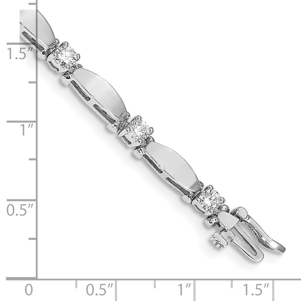 14k White Gold Complete 1.87 carat Round A Diamond Curved Bar Link 7 inch Tennis Bracelet