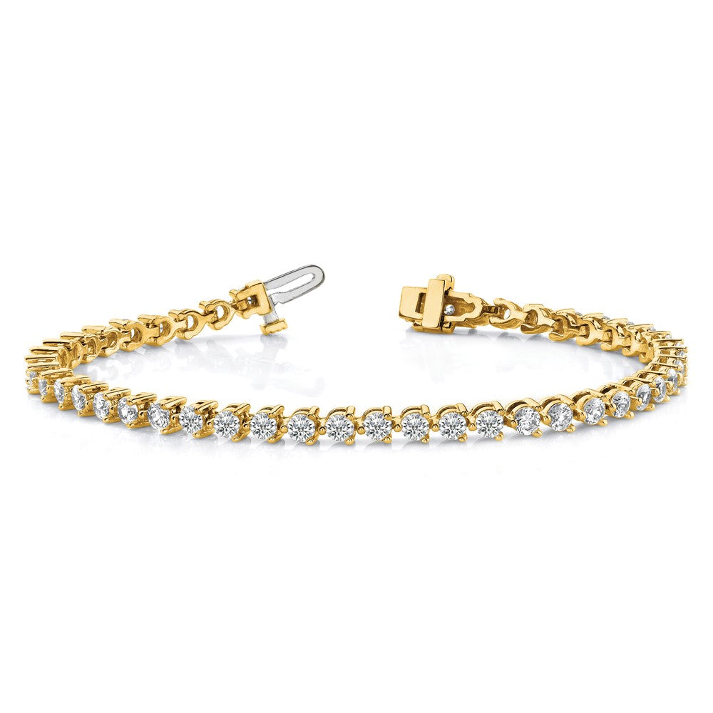 14k Complete 2.4 carat Round AAA Diamond 3-prong 7 inch Tennis Bracelet