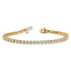 14k Complete 2.4 carat Round AA Diamond 3-prong 7 inch Tennis Bracelet