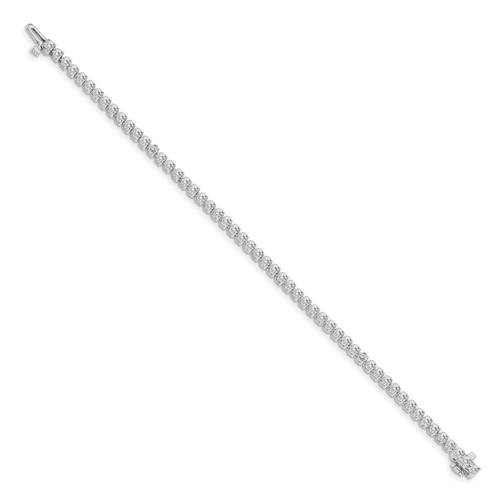 14k White Gold Complete 2.4 carat Round A Diamond 3-prong 7 inch Tennis Bracelet