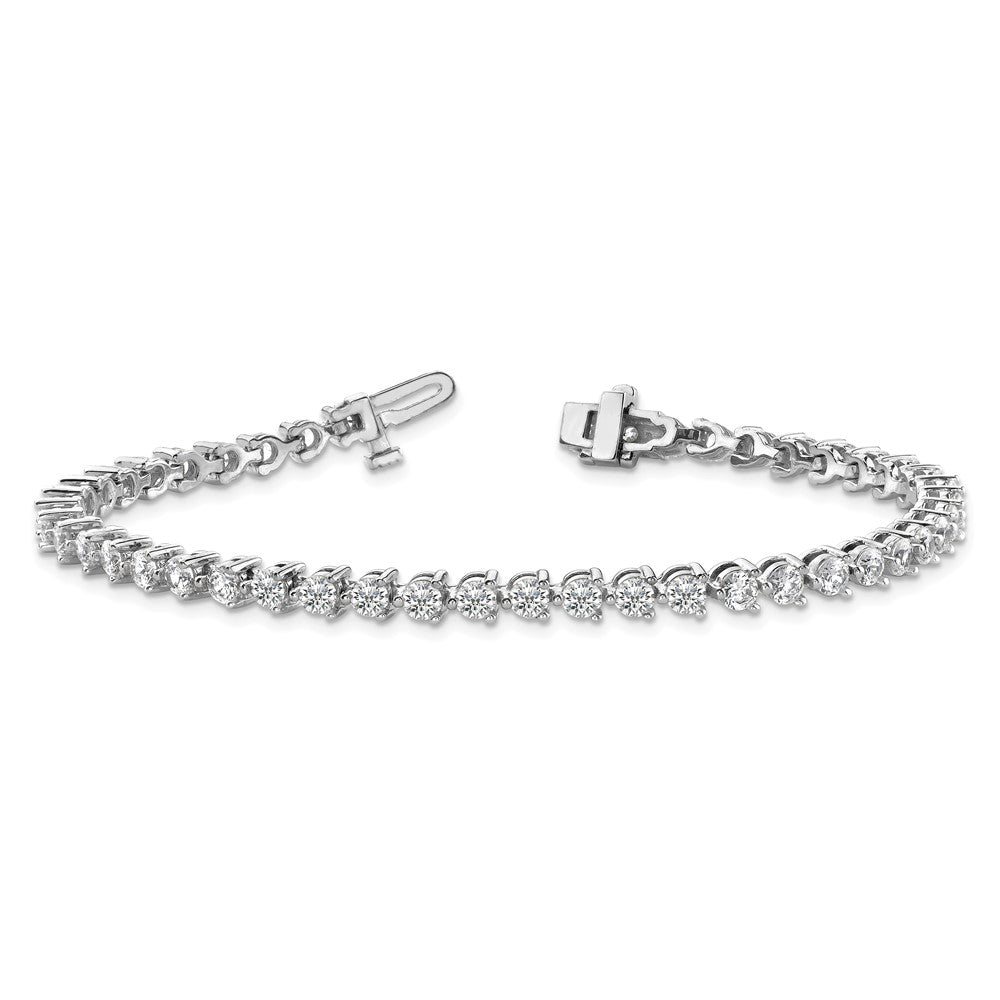 14k White Gold Complete 2.4 carat Round AA Diamond 3-prong 7 inch Tennis Bracelet