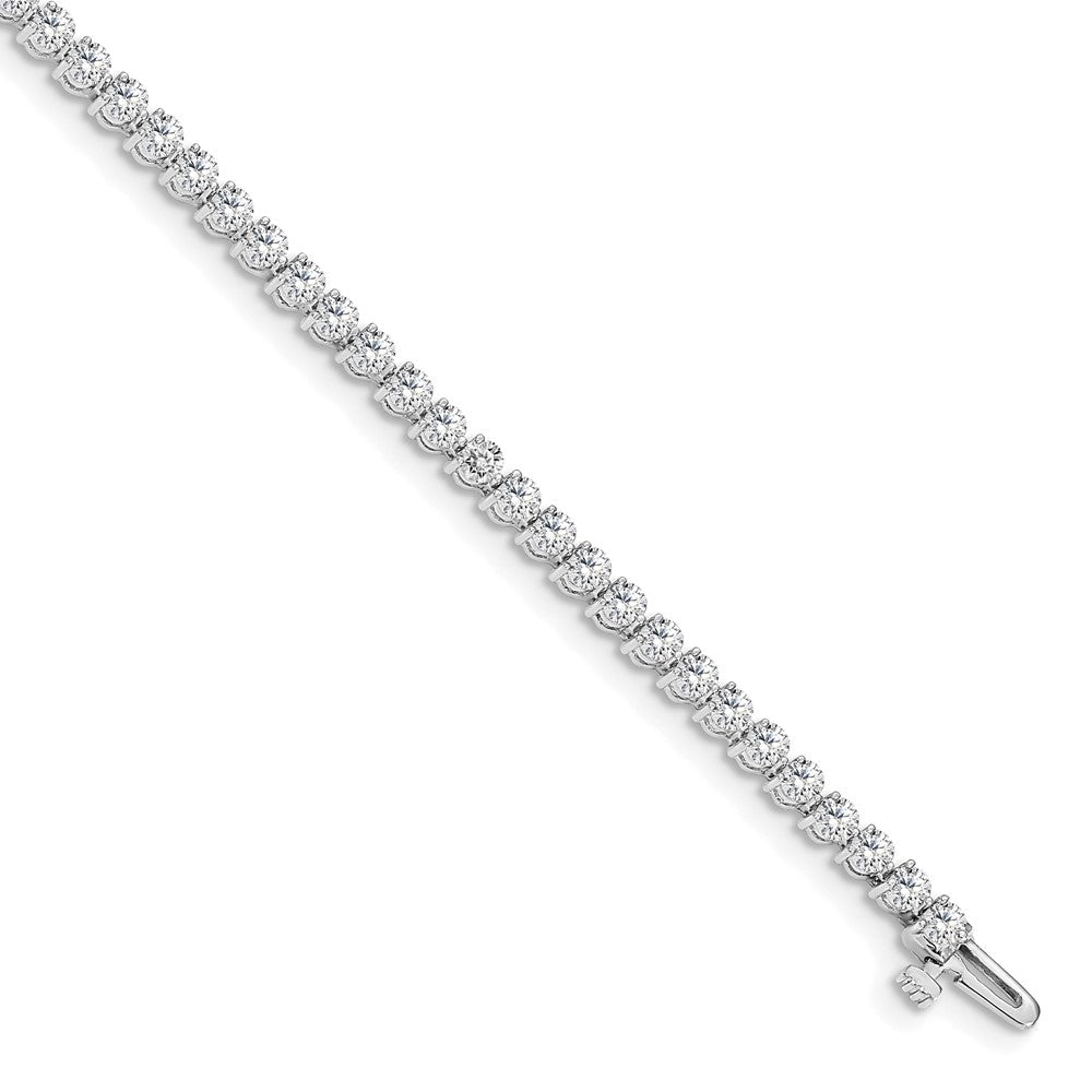 14k White Gold Complete 2.4 carat Round A Diamond 3-prong 7 inch Tennis Bracelet