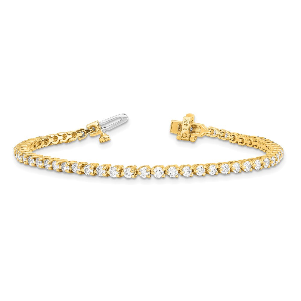 14k Complete 3.3 carat Round A Diamond 3-prong 7 inch Tennis Bracelet