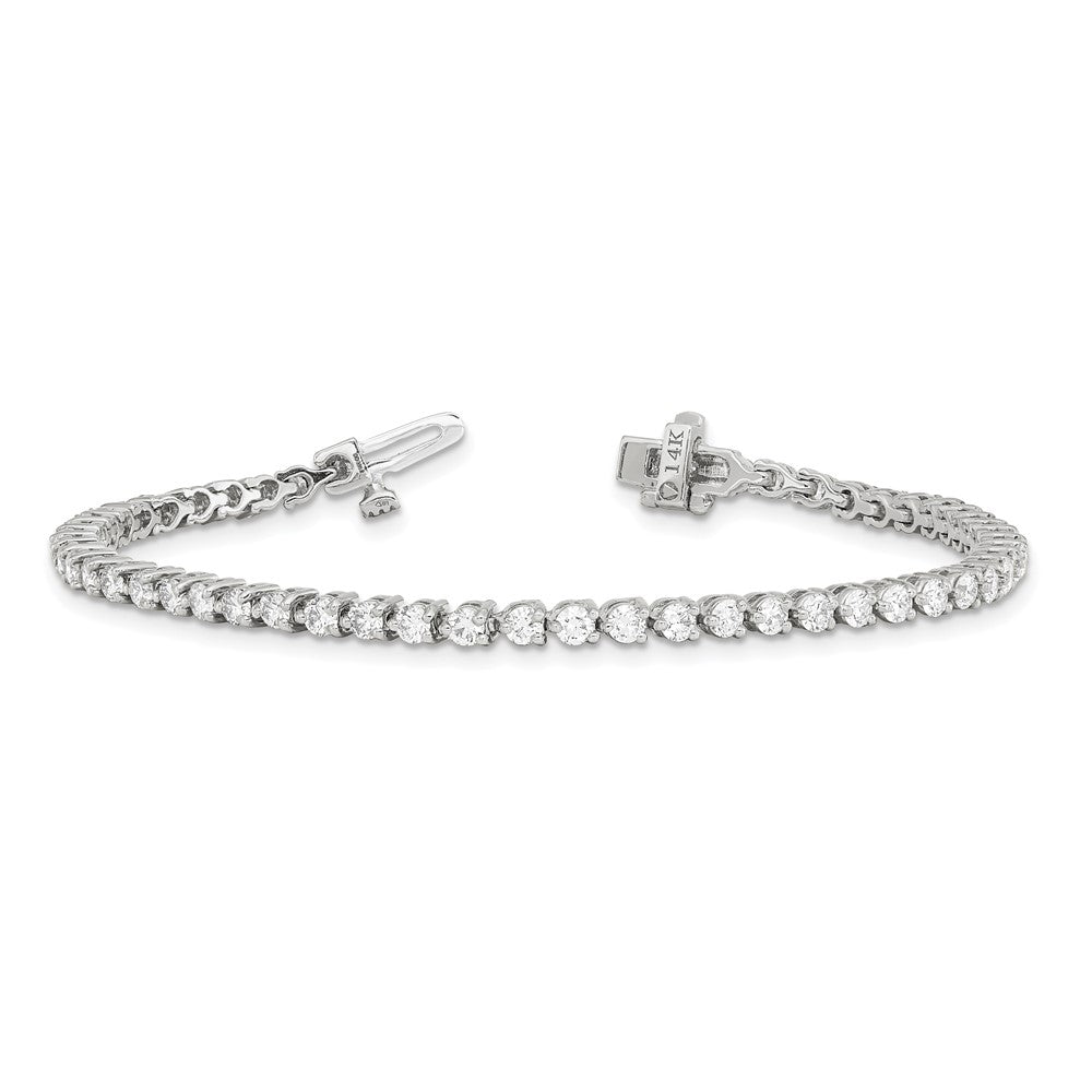 14k White Gold Complete 3.3 carat Round A Diamond 3-prong 7 inch Tennis Bracelet