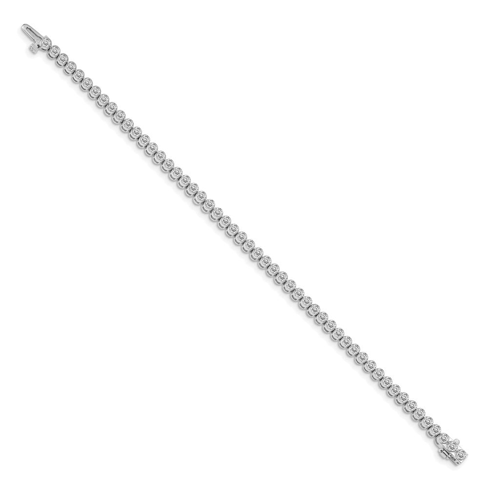 14k White Gold Complete 3.06 carat Round A Diamond 2-prong 7 inch Tennis Bracelet