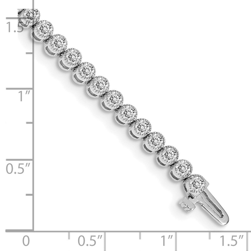 14k White Gold Complete 3.06 carat Round A Diamond 2-prong 7 inch Tennis Bracelet