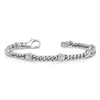14k White Gold Complete 1 carat Round VS Diamond Bezel Curb Link 7 inch Bracelet