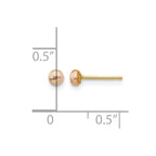 14k 3-4mm Pink Button Freshwater Cultured Pearl Stud Post Earrings