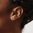 14k 3-4mm Black Round Freshwater Cultured Pearl Stud Post Earrings