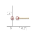 14k 3-4mm Purple Round Freshwater Cultured Pearl Stud Post Earrings
