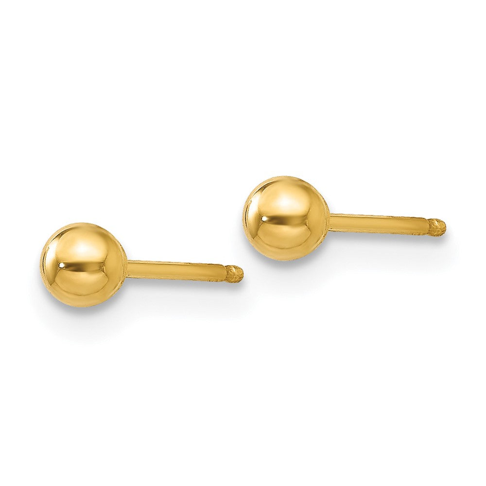 14k 3mm Polished Puffed Ball Post Earrings