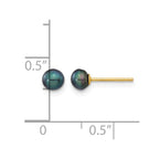 14k 4-5mm Black Button Freshwater Cultured Pearl Stud Post Earrings