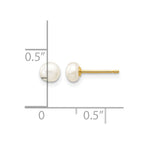 14k 4-5mm White Button Freshwater Cultured Pearl Stud Post Earrings