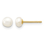 14k 4-5mm White Button Freshwater Cultured Pearl Stud Post Earrings
