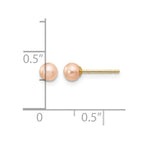 14k 4-5mm Pink Round Freshwater Cultured Pearl Stud Post Earrings