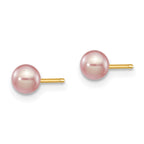 14k 4-5mm Purple Round Freshwater Cultured Pearl Stud Post Earrings