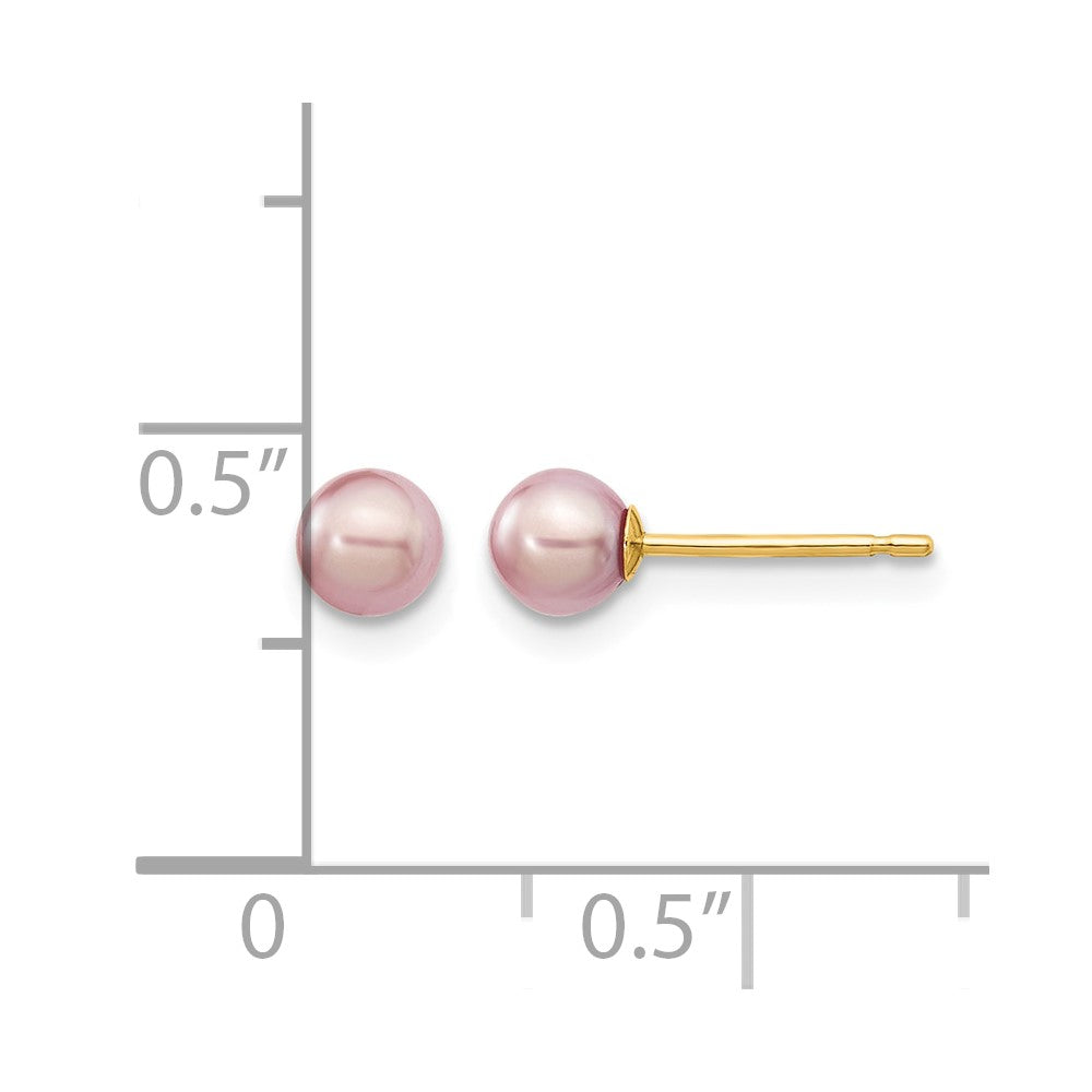 14k 4-5mm Purple Round Freshwater Cultured Pearl Stud Post Earrings