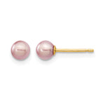14k 4-5mm Purple Round Freshwater Cultured Pearl Stud Post Earrings