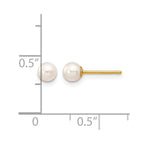 14k 4-5mm White Round Freshwater Cultured Pearl Stud Post Earrings
