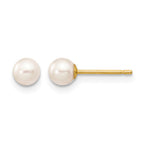 14k 4-5mm White Round Freshwater Cultured Pearl Stud Post Earrings
