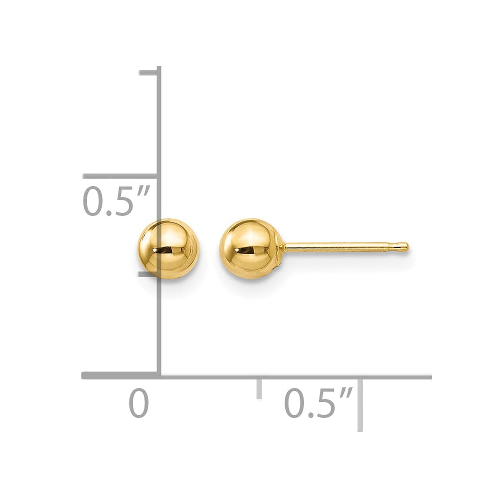 14k 4mm Polished Puffed Ball Post Earrings