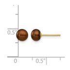 14k 5-6mm Brown Button Freshwater Cultured Pearl Stud Post Earrings