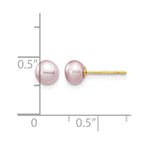 14k 5-6mm Purple Button Freshwater Cultured Pearl Stud Post Earrings