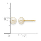 14k 5-6mm White Button Freshwater Cultured Pearl Stud Post Earrings