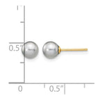 14k 5-6mm Grey Round Freshwater Cultured Pearl Stud Post Earrings