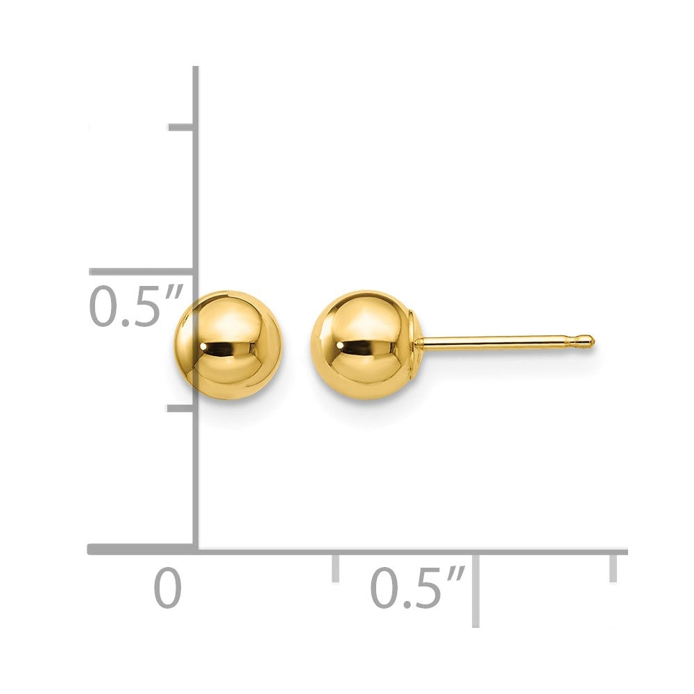 14k 5mm Polished Puffed Ball Post Earrings