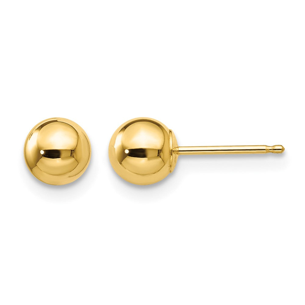 14k 5mm Polished Puffed Ball Post Earrings