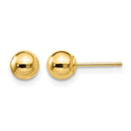 14k 5mm Polished Puffed Ball Post Earrings