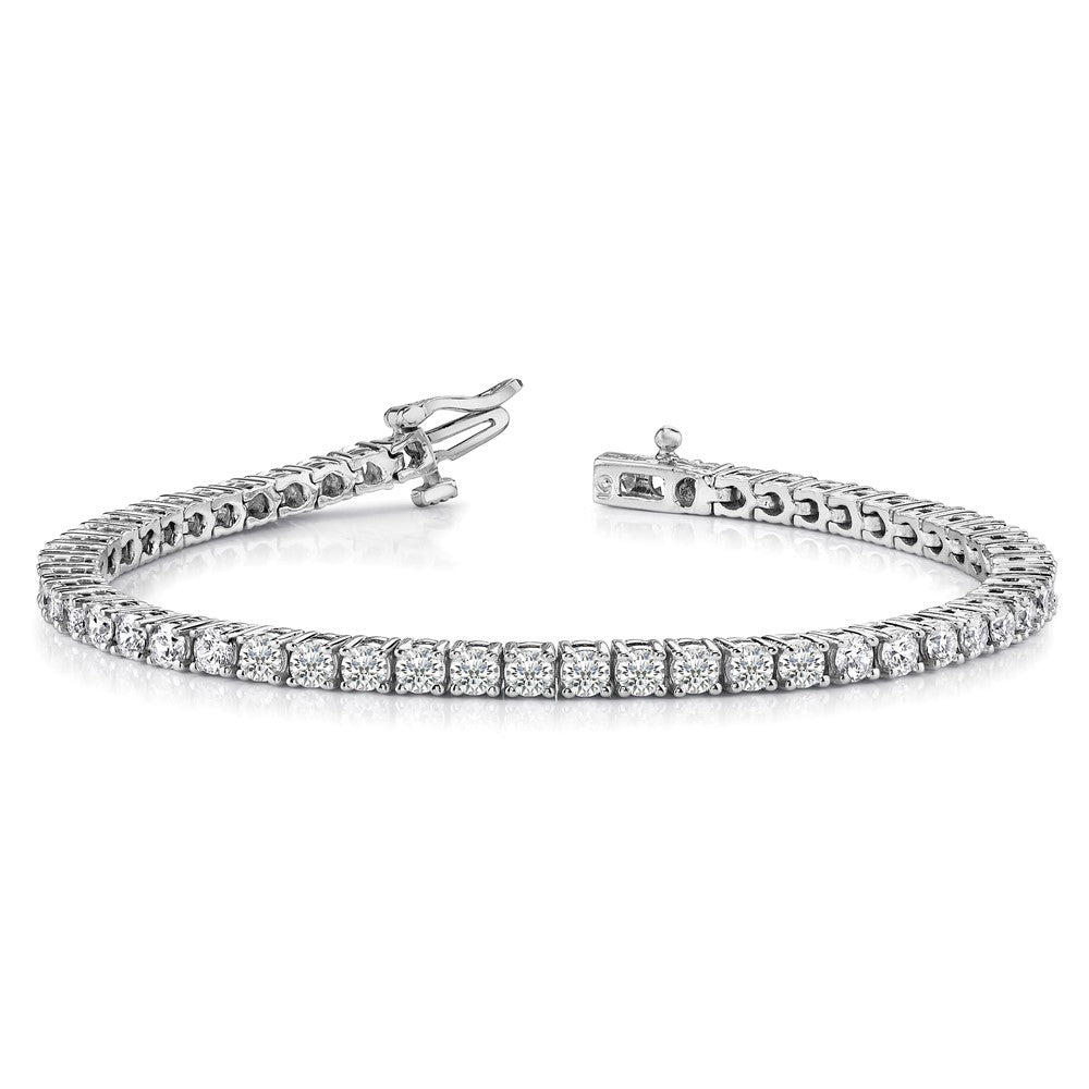 14k White Gold Complete 1.84 carat Round AAA Diamond 4-prong 7 inch Tennis Bracelet