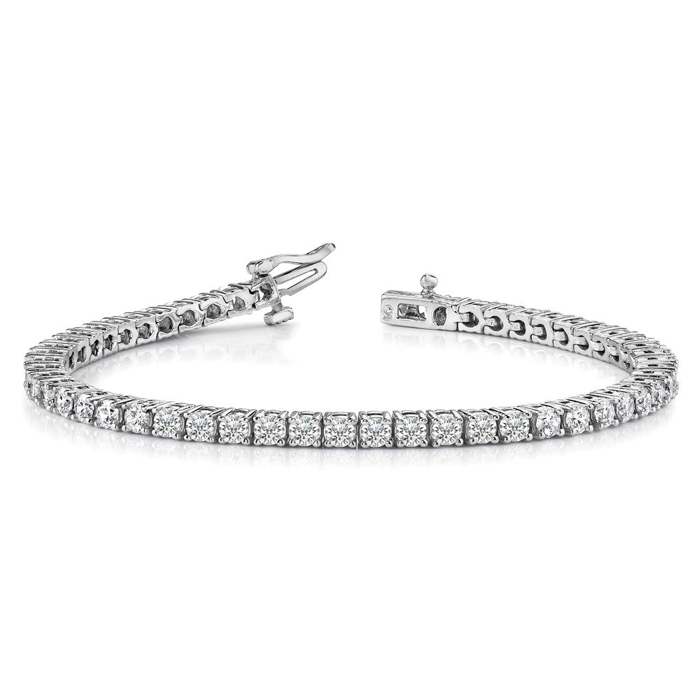 14k White Gold Complete 1.84 carat Round A Diamond 4-prong 7 inch Tennis Bracelet