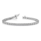 14k White Gold Complete 3.05 carat Round A Diamond 4-prong 7 inch Tennis Bracelet