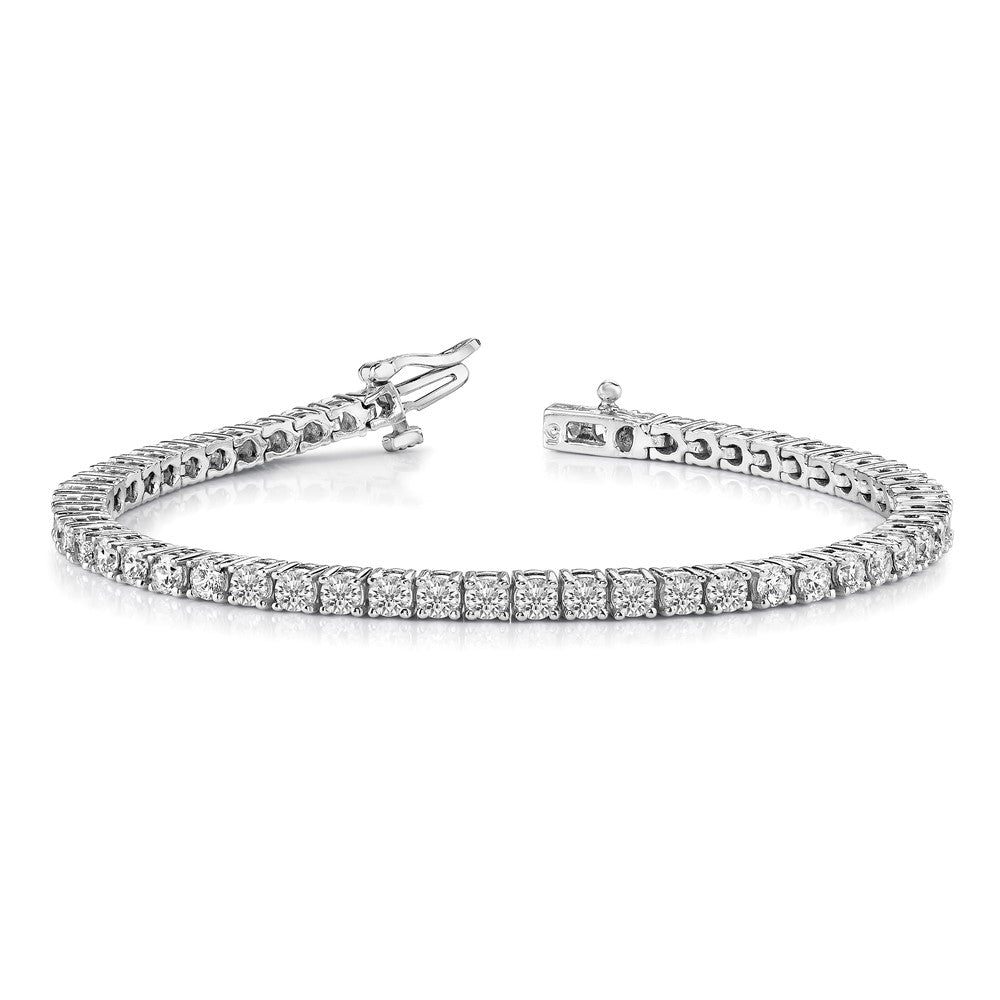 14k White Gold Complete 3.05 carat Round A Diamond 4-prong 7 inch Tennis Bracelet