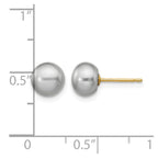 14k 6-7mm Grey Button Freshwater Cultured Pearl Stud Post Earrings
