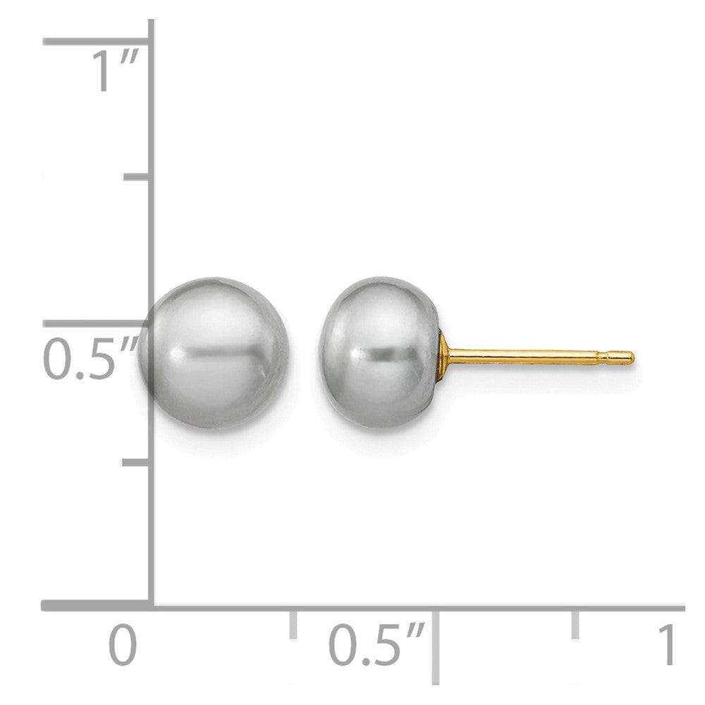 14k 6-7mm Grey Button Freshwater Cultured Pearl Stud Post Earrings