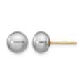 14k 6-7mm Grey Button Freshwater Cultured Pearl Stud Post Earrings