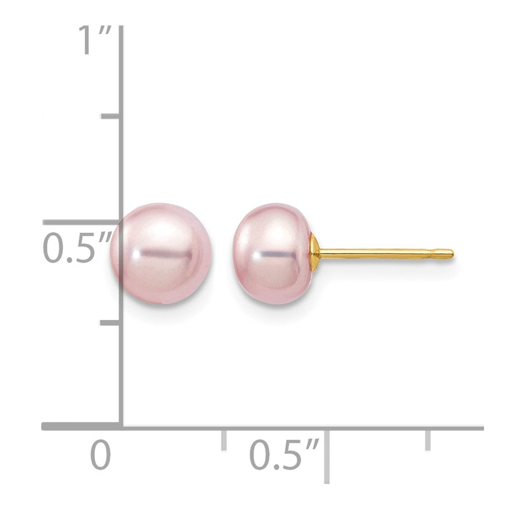 14k 6-7mm Purple Button Freshwater Cultured Pearl Stud Post Earrings