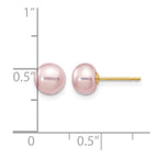 14k 6-7mm Purple Button Freshwater Cultured Pearl Stud Post Earrings