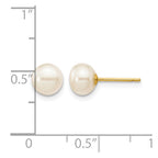 14k 6-7mm White Button Freshwater Cultured Pearl Stud Post Earrings