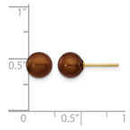 14k 6-7mm Brown Round Freshwater Cultured Pearl Stud Post Earrings