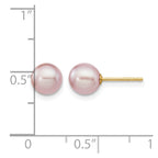 14k 6-7mm Purple Round Freshwater Cultured Pearl Stud Post Earrings