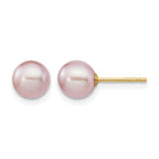 14k 6-7mm Purple Round Freshwater Cultured Pearl Stud Post Earrings