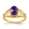 14k 8x6mm Oval Amethyst Filigree Ring