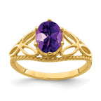 14k 8x6mm Oval Amethyst Filigree Ring