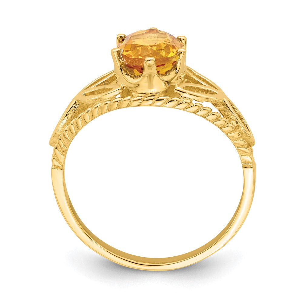 14k 8x6mm Oval Citrine Filigree Ring